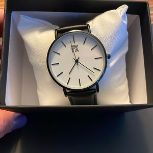 NEW PX - Henry Black Leather Strap Watch